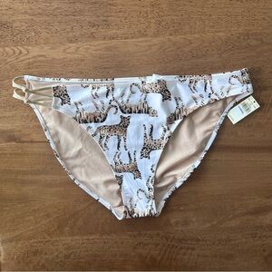 NWT Leopard Print Aerie Bikini Bottom Gold Glitter Detail